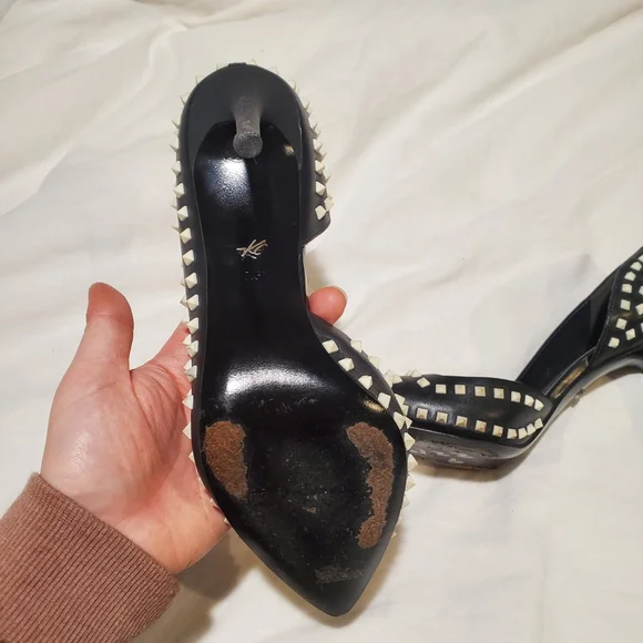 Kenneth Cole New York Black / White Spiked d'Orsay Heels - Picture 6 of 9